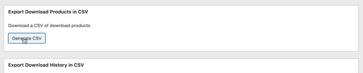 Animated Screenshot: Exporting CSV – Easy Digital Downloads Animated Screenshot: Exporting CSV