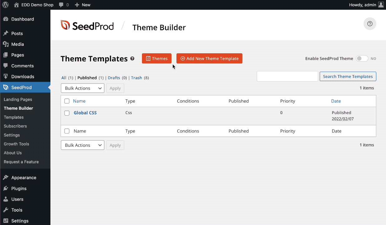 Screenshot: Create your own theme with one click! – Easy Digital Downloads Screenshot: Create your own theme with one click!