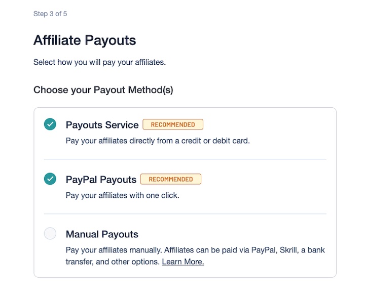 Configuring the affiliate payout settings for an affiliate marketing program in WordPress.