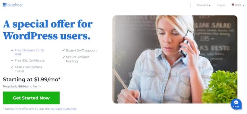 Bluehost website for WordPress hosting for eCommerce sites.