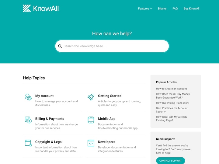 The HeroThemes KnowAll WordPress Knowledge Base theme.