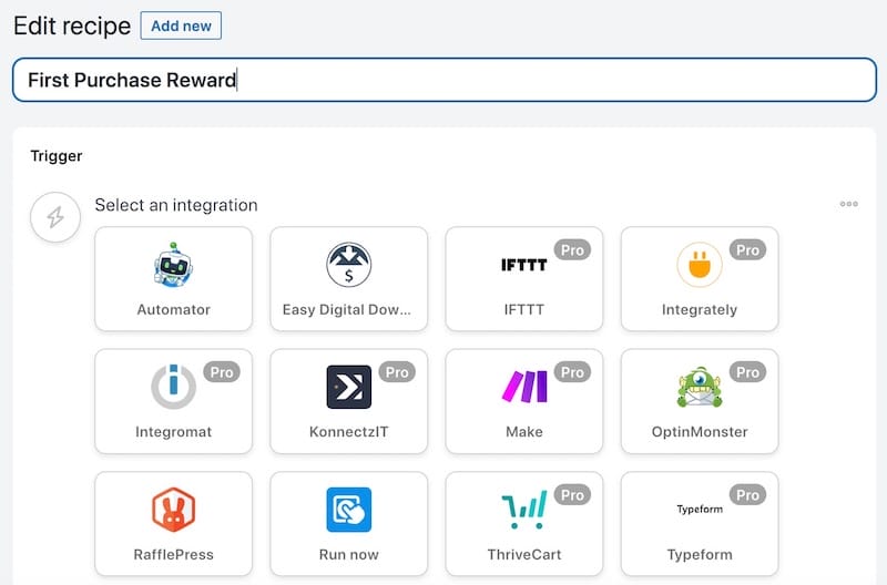 Creating a recipe between EDD and MemberPress with Uncanny Automator.
