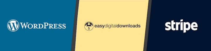 The WordPress, Easy Digital Downloads, and Stripe logos.