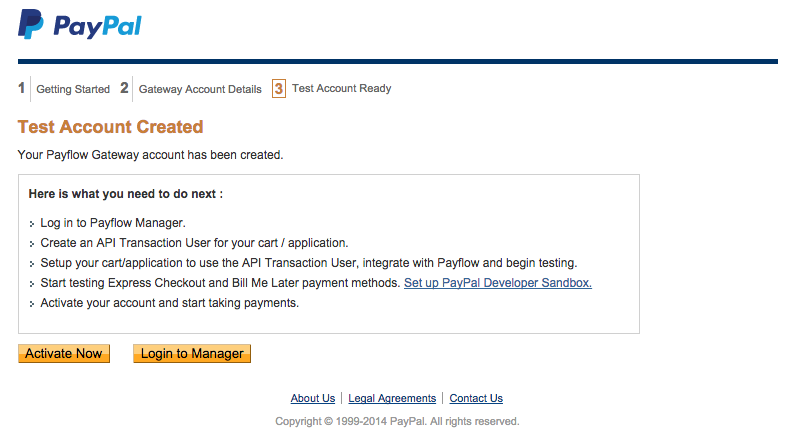 Test Account Created Successfully