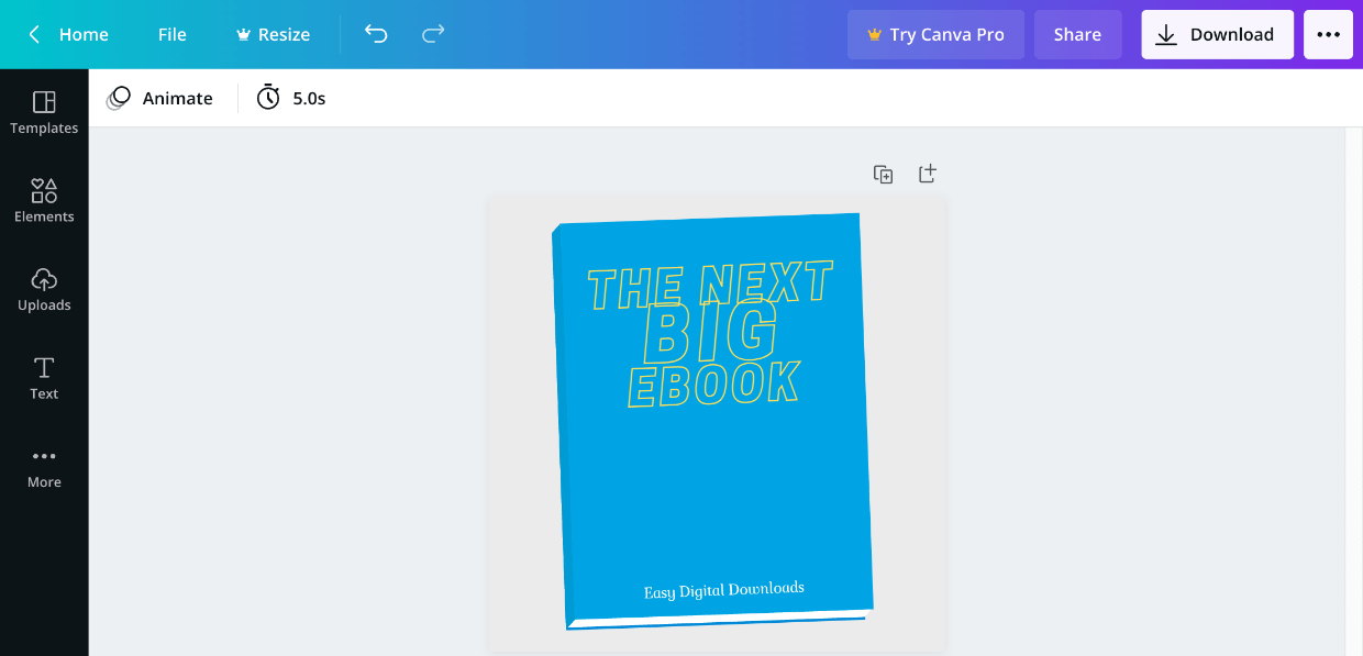 Screenshot: Free eBook cover template on Canva