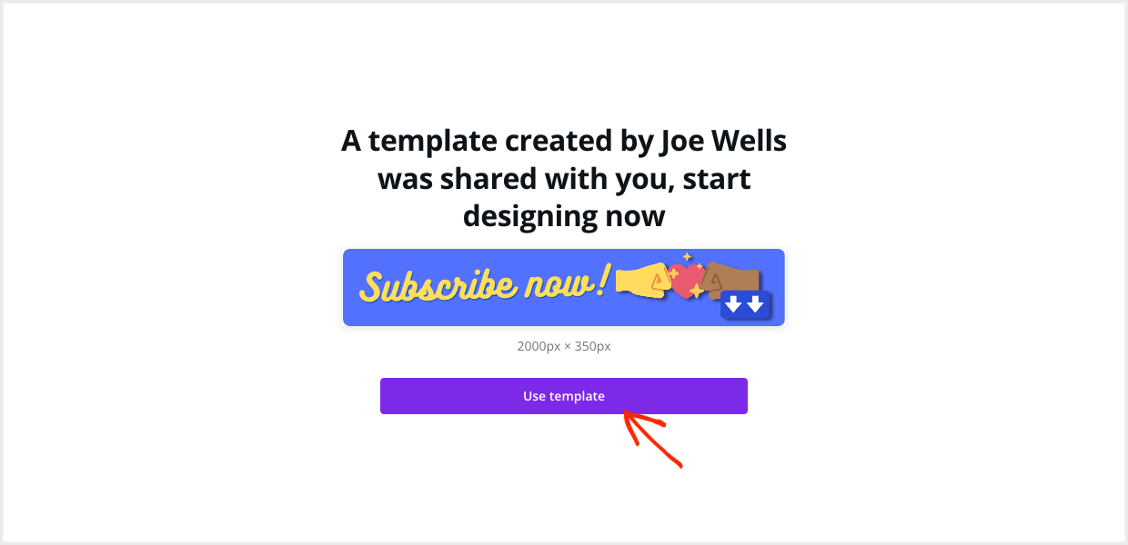 Canva template share page