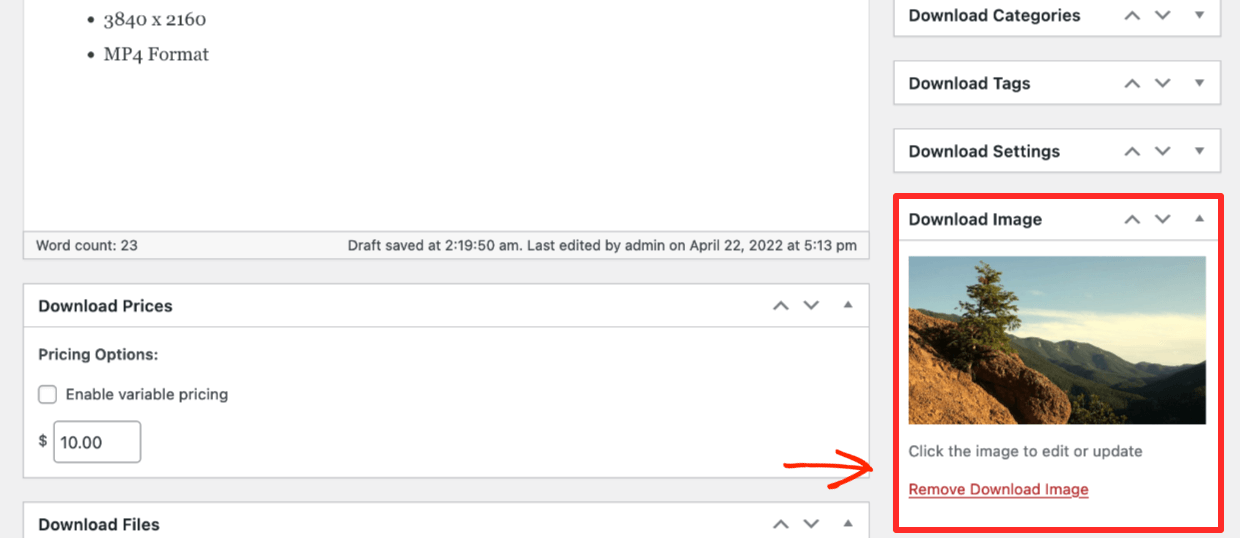 Screenshot: Create Download - Download Image