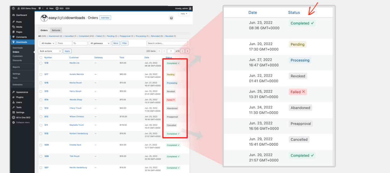 Animated Screenshot: EDD 3.0 New visual status markers