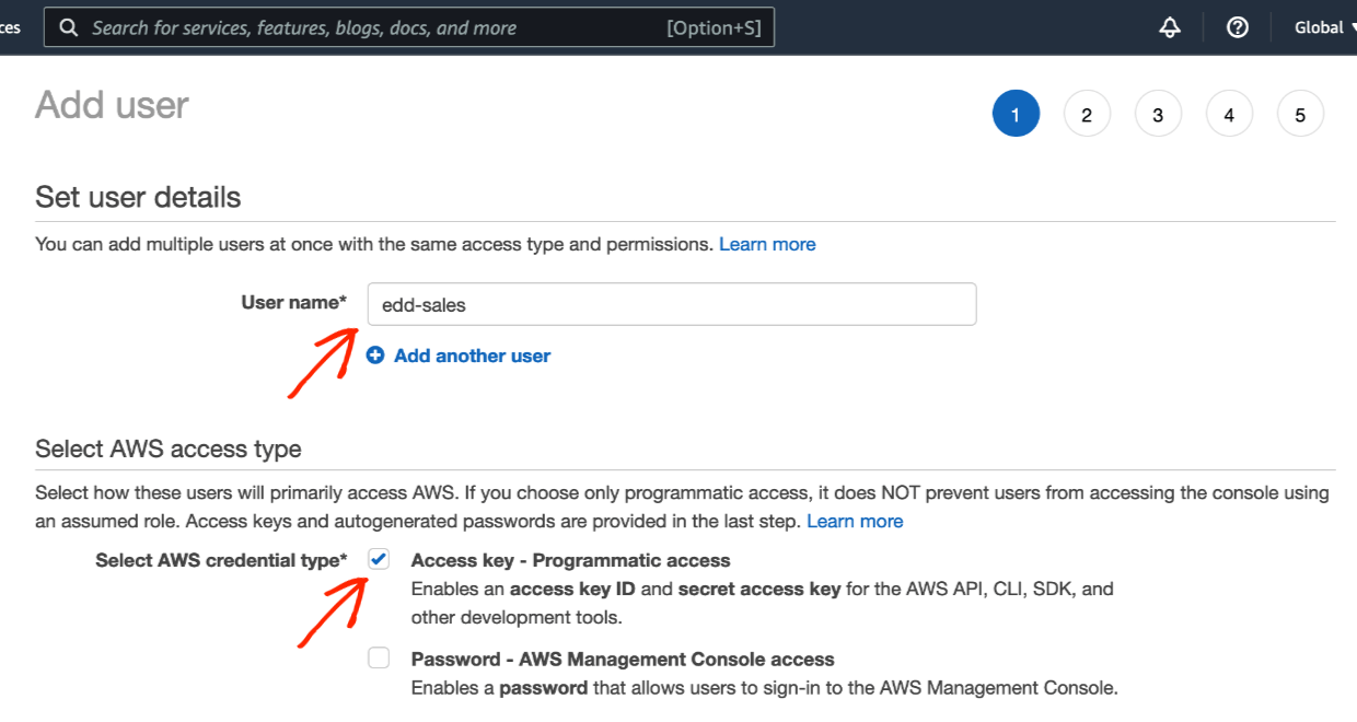 Screenshot: Amazon S3 IMA setup 1
