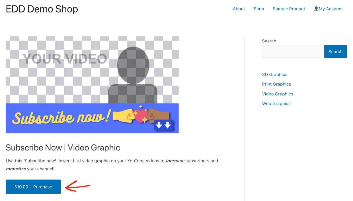 EDD and Canva - Frontend Product Page