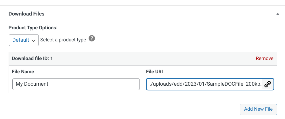 The Download Files section of EDD.