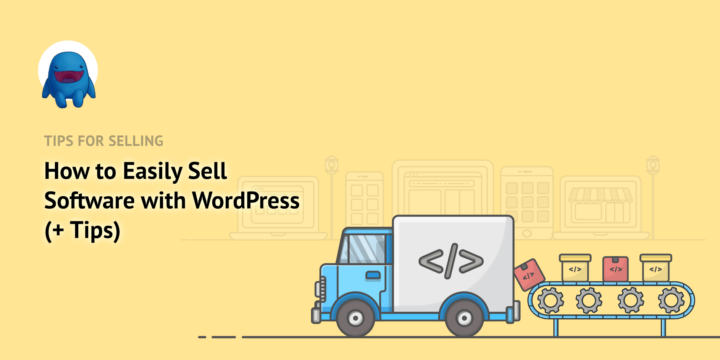 Illustration: software being loaded on a truck – Easy Digital Downloads Illustration: software being loaded on a truck