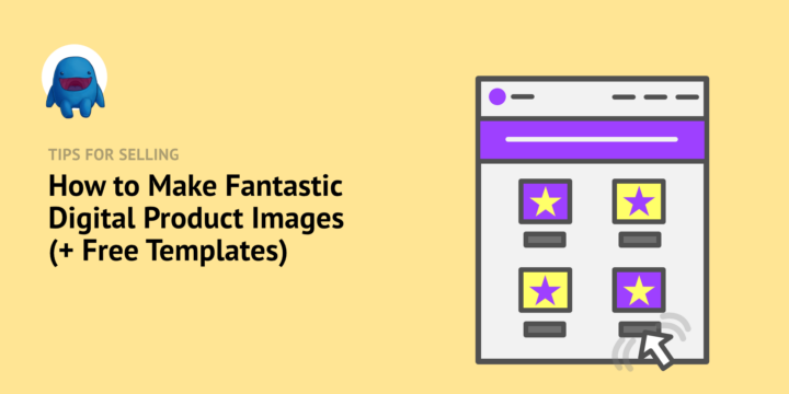 Illustration: A website with flashy digital product images – Easy Digital Downloads Illustration: A website with flashy digital product images