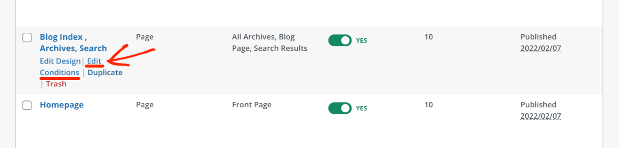 Screenshot: Edit conditions in SeedProd