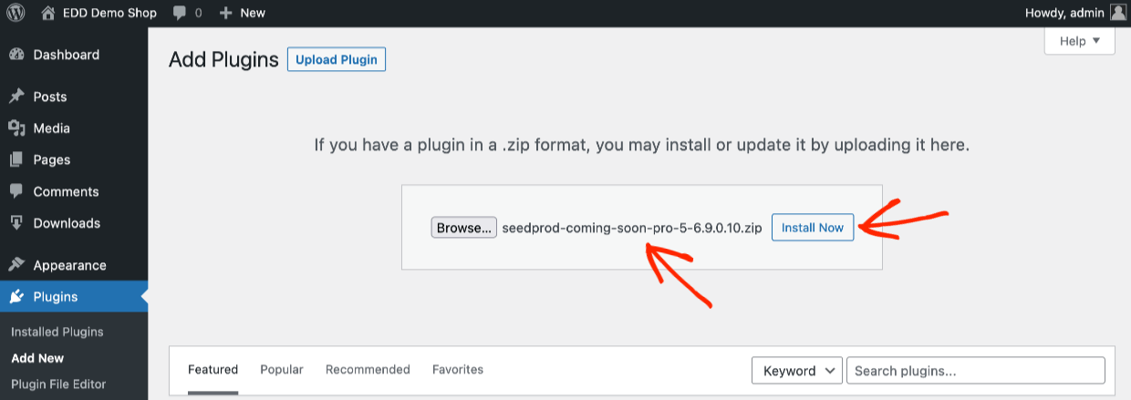 Screenshot: Installing SeedProd to build a custom theme