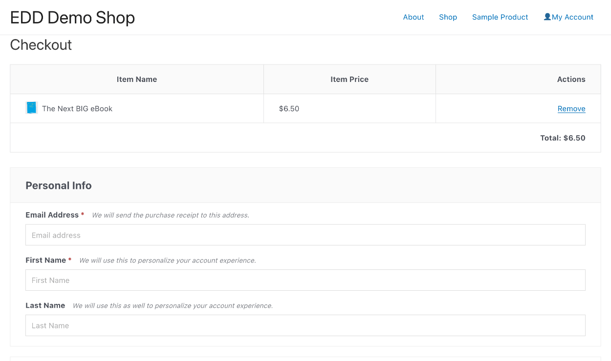 Selling eBooks with WordPress checkout screen