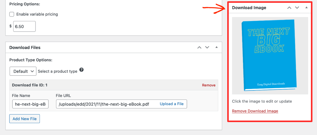 Screenshot: Selling ebooks with WordPress setup: Download Image