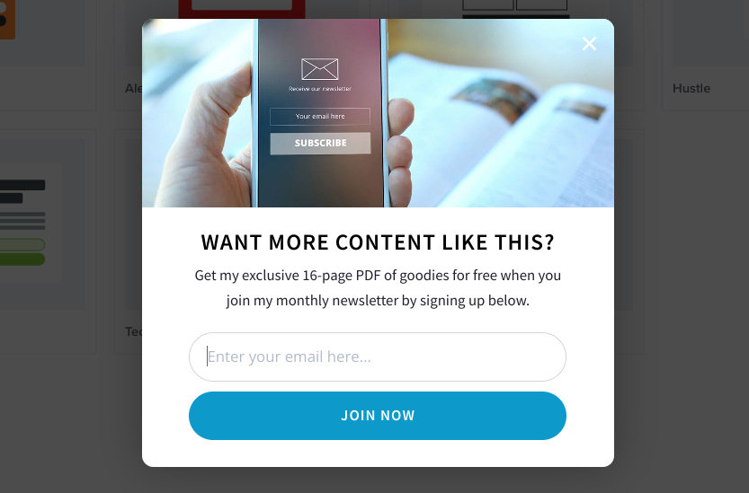 An email newsletter capture form.