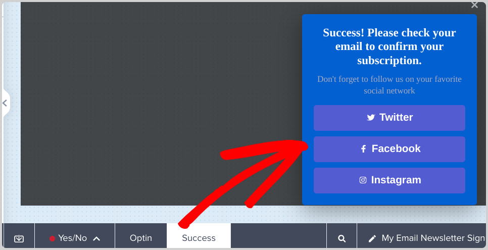 Customizing the email subscription signup success message.