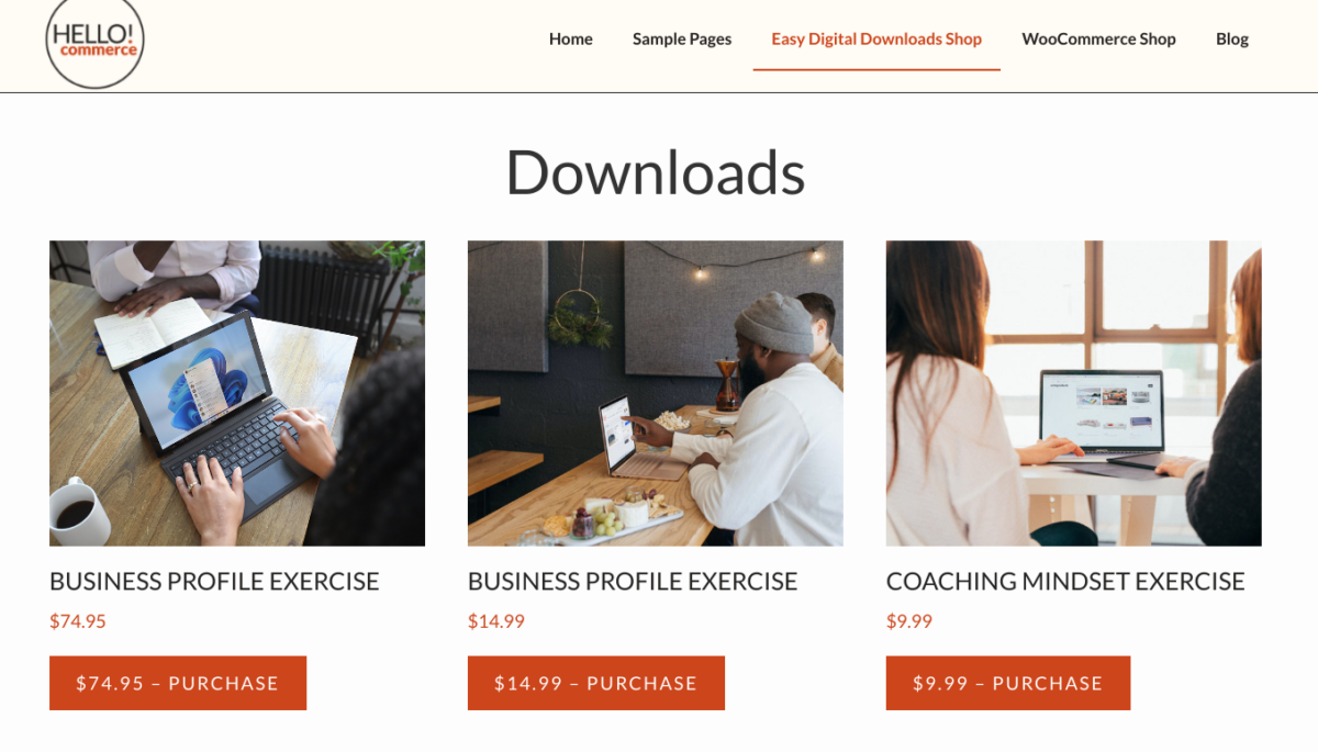 The Hello! Commerce theme for WordPress websites. 