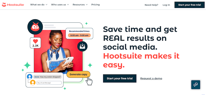 The Hootsuite website.