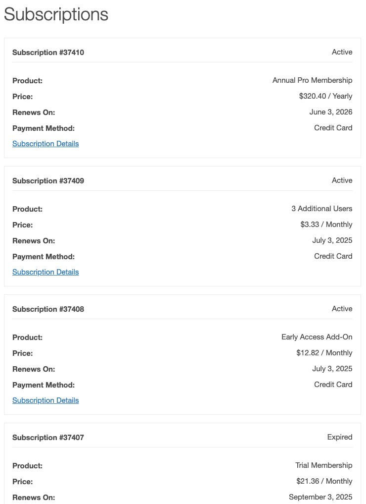 New Easy Digital Downloads Subscriptions block for better frontend management.