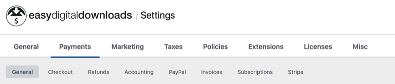 Payments-Settings-Menu – Easy Digital Downloads