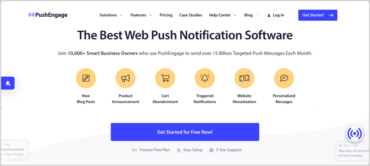 The PushEngage website.