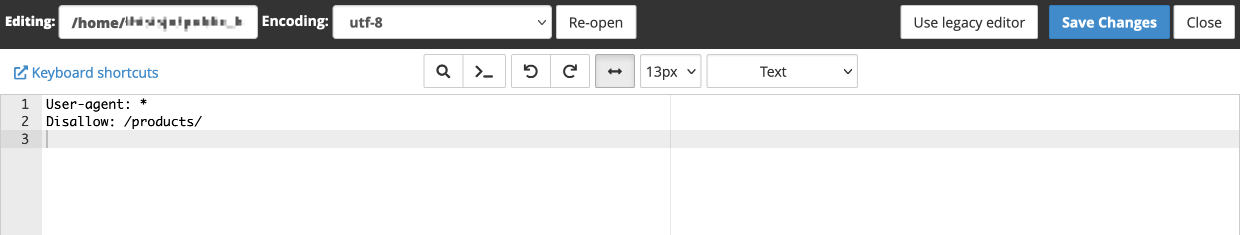 Screenshot: Protecting your digital products with robots.txt