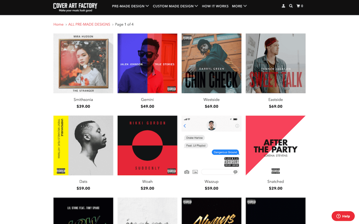 Screenshot: Cover Art Factory sample album artwork