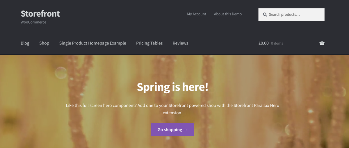 The Storefront WooCommerce theme for eCommerce websites. 