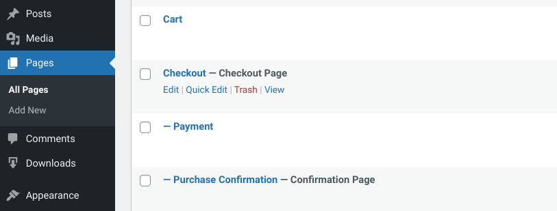 The WordPress Checkout Page.